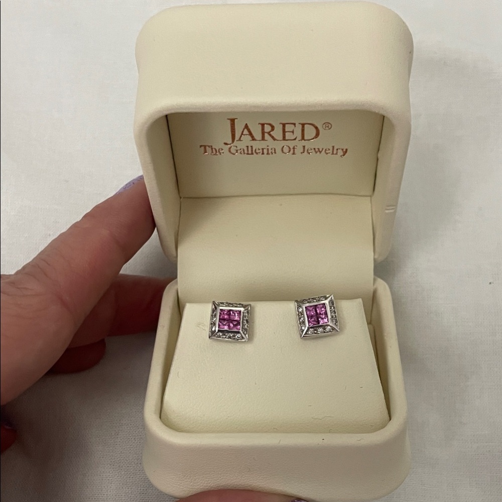 14kt w.g. Pink Sapphire & Diamond Earrings